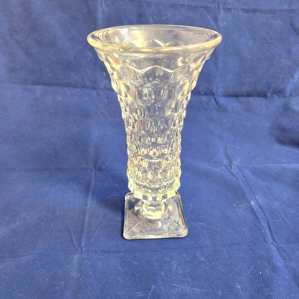 Indiana Glass Whitehall American Cubes Clear Glass Vase